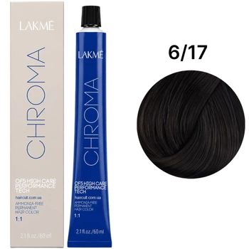 Фарба LAKME Chroma Permanent Hair Color Безаміачна для волосся 6/17 Blue Ash Dark Blonde 60 мл