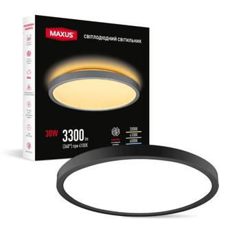Світильник світлодіодний MAXUS Slim Panel Light 30W 3CCT 3-step Circle Black