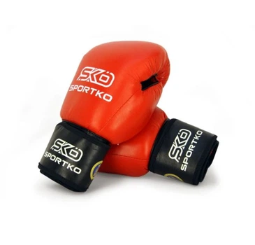 Рукавички бокс SPORTKO ПК1 шкіра червоний 16oz