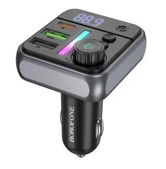 FM-модулятор BOROFONE BC50 Bluetooth + Fast Charger 38W + PD Чорний