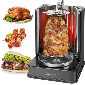 Электрошашлычница Clatronic 1400 Вт, 3 в 1 гриль + шашлык + шаурма (DVG 3686)