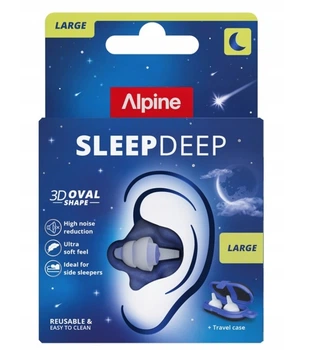 Беруші для сну Alpine SleepDeep Large L, 27 дБ, багаторазові, від шуму та хропіння, з футляром
