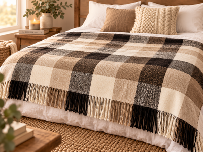 Плед шерстяной ПАЛЕРМО 170х210 (Wool 20% Acrylic 40% Polyester 40%), Pictor_коричневый