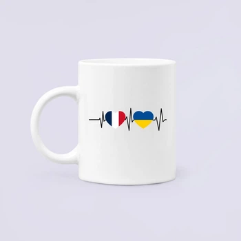 Чашка Керамічна Кружка з принтом Кардіо France Ukraine Франція Україна Білий 330 мл