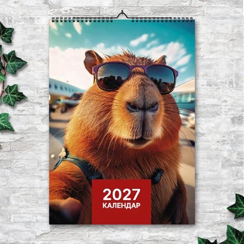 Календар настінний перекидний Подорож капібари 2027 13 аркушів ENTERSTORE (art. 269007)