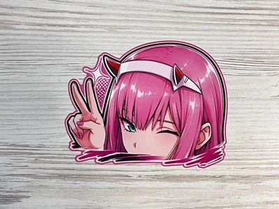 Наклейка дівчина Zero Two аніме anime . Розмір 15 см довжина