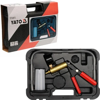 Ручной вакуумный насос для диагностики автомобильных систем YATO YT-0673, набор 16 предметов, давление −1–0 бар