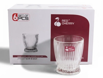 Набор стаканов для воды и сока Red Cherry 6 штук по 280 мл рифленые (8395-JW)