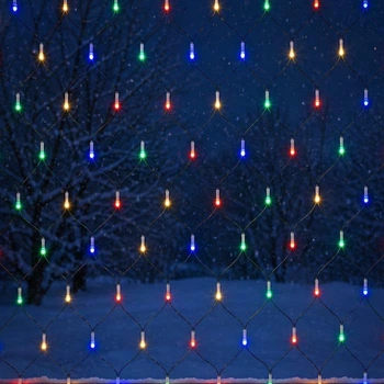Гирлянда-сетка новогодняя LED VALESO 160 RGB 1.2x1.5 м 8 режимов Зеленый провод LKS5048