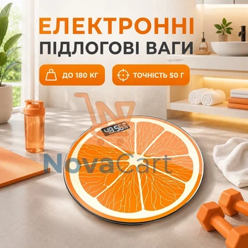 Напольные электронные весы весы для тела до 180 кг с термометром дизайн Апельсин