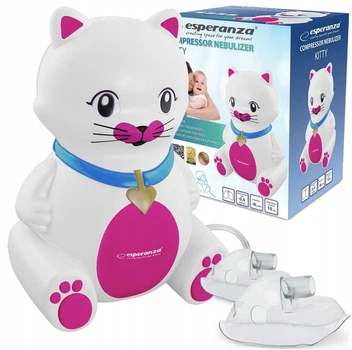 Компрессорный ингалятор Esperanza Kitty ECN003 для детей и взрослых 10 мл с двумя масками и мундштуком для лечения астмы и аллергии