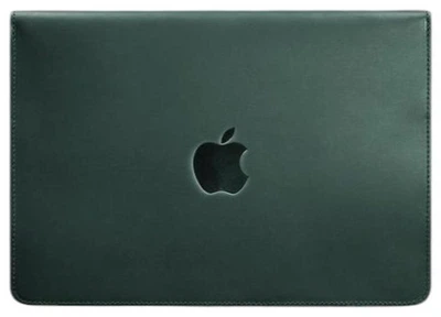 Кожаный чехол-конверт для ноутбука MacBook 13 из натуральной кожи Crazy Horse на магнитах защитный, зеленый 58600