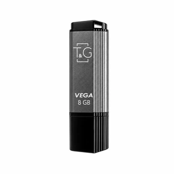 Флешка T&G Vega 8GB USB 2.0 з кришкою, сіра