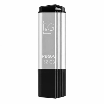 Флешка T&G Vega 32 ГБ USB 2.0 пластиковая с крышкой серебристая