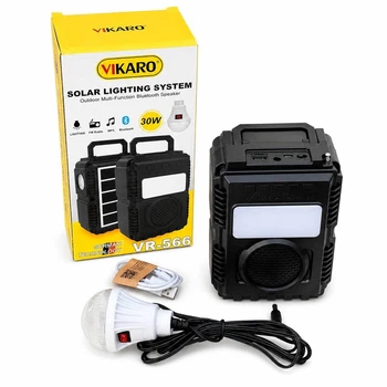 Сонячна система освітлення VIKARO VR-566 30 Вт, портативна, Bluetooth-колонка, FM-радіо, MP3, LED-лампа