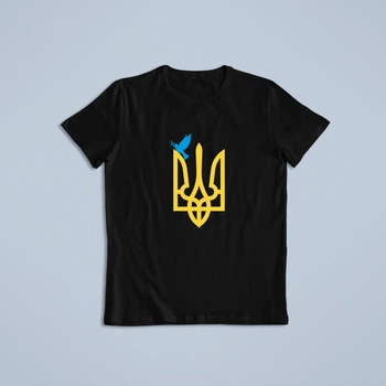 Футболка детская Stedman с принтом Украинский герб и птица Черный 134-140