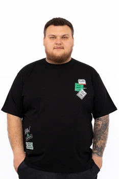 Футболка з принтом "Міські нашивки" Big Team чорна 7XL (500525-6766)