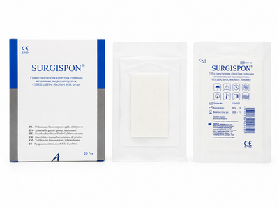 Губка гемостатическая стерильная желатиновая SURGISPON®, рассасывающаяся СПЕЦИАЛЬНАЯ 80×50×01 мм (mm)