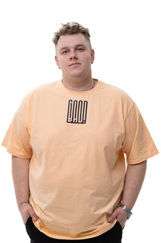 Футболка з принтом "Good-Bad" Big Team персиковий 9XL (500573-peach-13051)