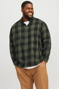 Сорочка Jack&Jones у велику клітинку темно-зелена 3XL (400130-green-12100)