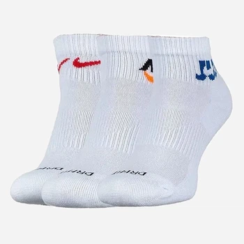 Набір чоловічих шкарпеток коротких бавовняних Nike U Nk Everyday Plus Cush Ankle DH3827-902 38-42 3 пари Білий / Різнокольоровий (195244784080)