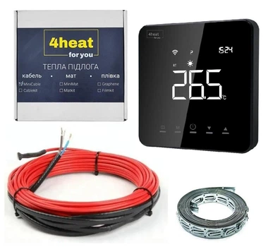 Комплект тепла підлога 0,4-0,6 м2 | CableKit Sensor-75 Вт | Нагрівальний кабель + терморегулятор 4HEAT