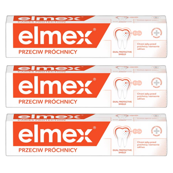 Zestaw past do zębów Elmex Caries Protection Tripack z fluorem 3 x 75 ml (8590232000234)