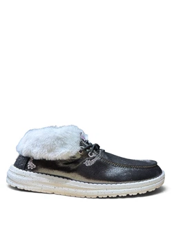 Мокасини на хутрі Hey Dude Wendy Fold Metallic Shine (42027-001), Чорний Розмір 40 (US W9) устілка 26.5 см