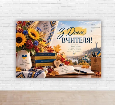 Паперовий плакат до Дня Вчителя "З днем вчителя. Символіка" 1х1,5м