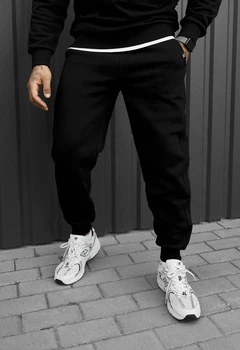 Штаны мужские Стаф черные спортивные на флисе Staff rol black fleece XXL (403949)