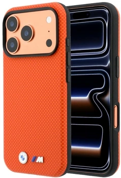 Etui BMW M Quadrille Kevlar Metal Logo MagSafe do Apple iPhone 17 Pro Max/18 Pro Max Orange (BMHMP18X25SWPUKEO)