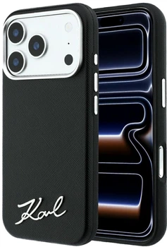 Etui Karl Lagerfeld Saffiano Small Script Metal Logo MagSafe do Apple iPhone 17 Pro Max/18 Pro Max Black (KLHMP18X6PWSKSK)