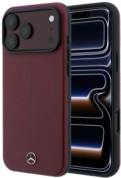 Etui Mercedes-Benz Leather Semi Wrap Iconic Line MagSafe do Apple iPhone 17 Pro Max/18 Pro Max Burgundy (MEHMP18X25PFWSTR)