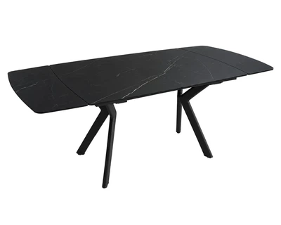 Стол раскладной NOREEN CERAMIC 140(200)х80 керамика 12 мм, чёрный