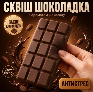 Іграшка-антистрес Сквіш Шоколадка 16 см з ароматом slow rising плитка шоколаду м'ялка