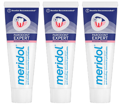 Zestaw past do zębów Meridol Parodont Expert Tripack z fluorem 3 x 75 ml (8590232000494)