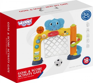 Interaktywny centrum sportowy Woopie Baby 2 w 1 Bramka i kosz ze słonikiem 59202 (5906280659202)