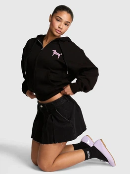 Толстовка на молнии утепленная на флисе с капюшоном женская Victoria's Secret 5000009687(Pure Black (6BOW)) XS Черная (800074296824)