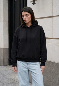 Женское худи Стаф черное оверсайз на флисе базовое Staff ti black oversize fleece XS (403325)