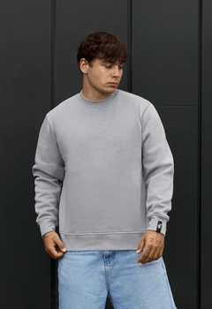 Свитшот мужской стаф серый меланж базовый на флисе Staff gray melange basic fleece XL (403312)