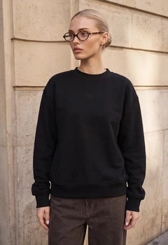 Жіночий Світшот Стаф Чорний Однотонний З Логотипом Оверсайз На Флісі Staff Lay Black Logo Oversize Fleece XS (403327)