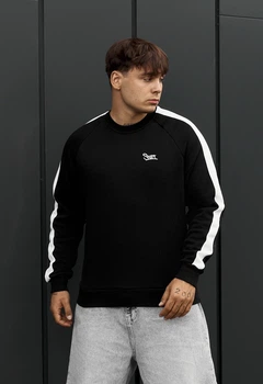 Мужской свитшот стаф черный однотонный с логотипом на флисе Staff black line logo fleece M (403316)