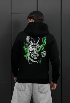 Мужской худи стаф черный с неоновым принтом дракона на флисе Staff black neon dragon fleece S (404175)
