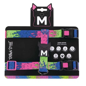 M-Pets Urban Style Lava Active Dog Harness - Анатомічна H-подібна шлея в стилі графіті для собак малих, середніх та великих порід L / 49-74x58-83 см (6953182772965)