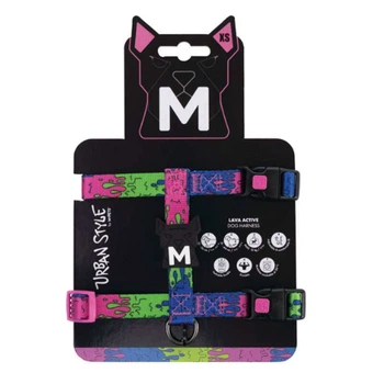 M-Pets Urban Style Lava Active Dog Harness - Анатомическая H-образная шлейка в стиле граффити для собак мелких, средних и крупных пород XS / 25-36x31-44 см (6953182772934)