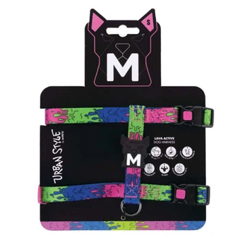 M-Pets Urban Style Lava Active Dog Harness - Анатомическая H-образная шлейка в стиле граффити для собак мелких, средних и крупных пород S / 31-49x38-53 см (6953182772941)