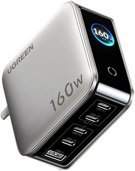 Зарядное устройство UGREEN GaN 160 Вт с дисплеем многопортовое Type-C с PD 140 Вт