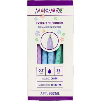 Ручка масляная PASTEL. 0,7 мм. синяя, микс видов, цена за набор (12 шт)