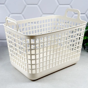 Корзина пластиковая для хранения с ручками 12,5 л 33×22,5×25,2 см бежевая Ardesto Household