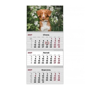 Календарь настенный квартальный Axent 2027 Dogs 2, 3 пружины (8803-27-11-A)